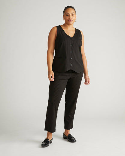 Universal Standard The Tailored Ponte Vest - Slate Pinstripe