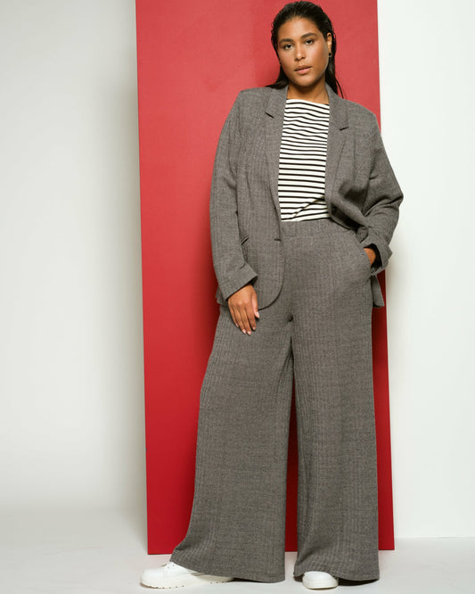 Universal Standard Pam Pintuck Wide Leg Ponte Pants - Herringbone Tweed