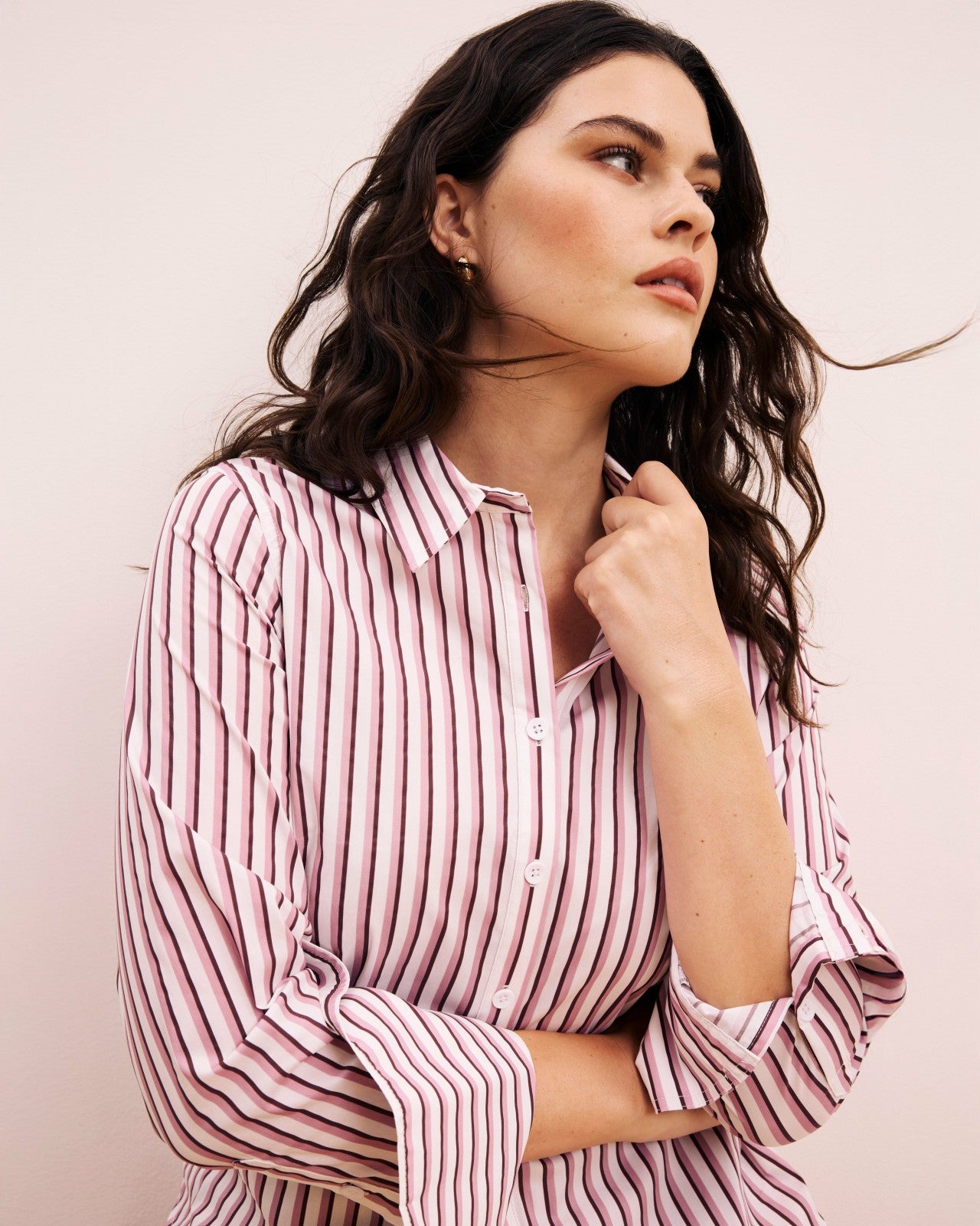 Universal Standard Henning x US Madison Shirt - Lilac Multi Stripe