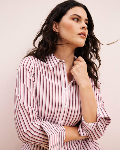Universal Standard Henning x US Madison Shirt - Lilac Multi Stripe