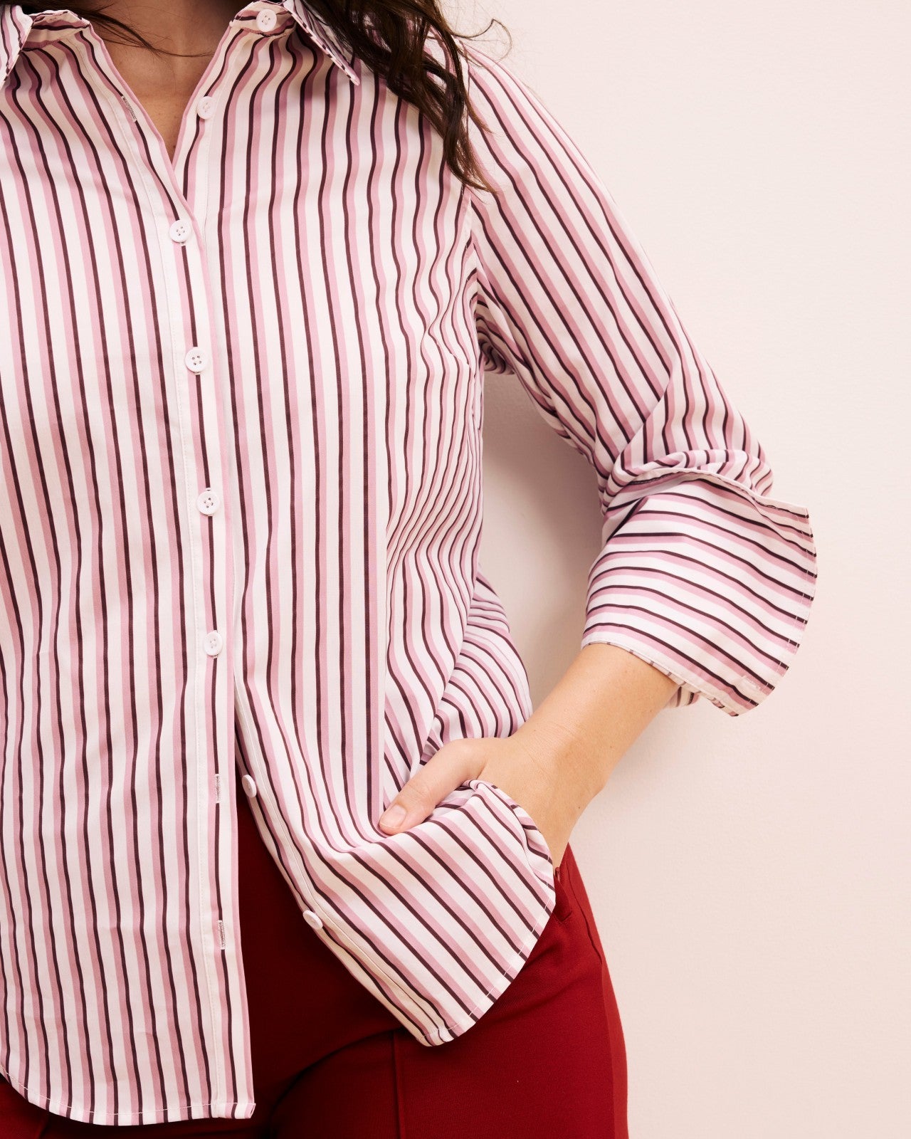 Universal Standard Henning x US Madison Shirt - Lilac Multi Stripe