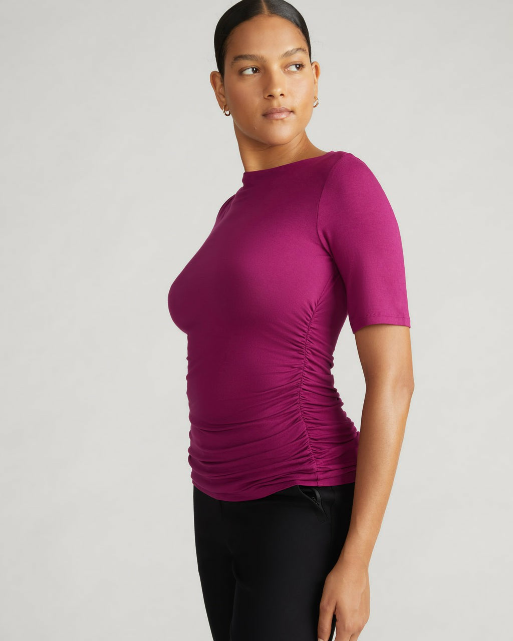 Universal Standard Louise Short Sleeve Liquid Jersey Top - Rothko Purple