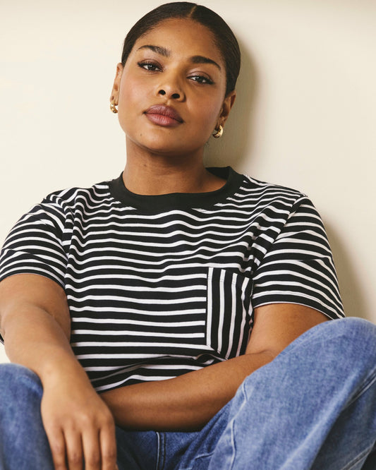 Universal Standard Breton Stripe Garcon Tee - Black/White Stripe