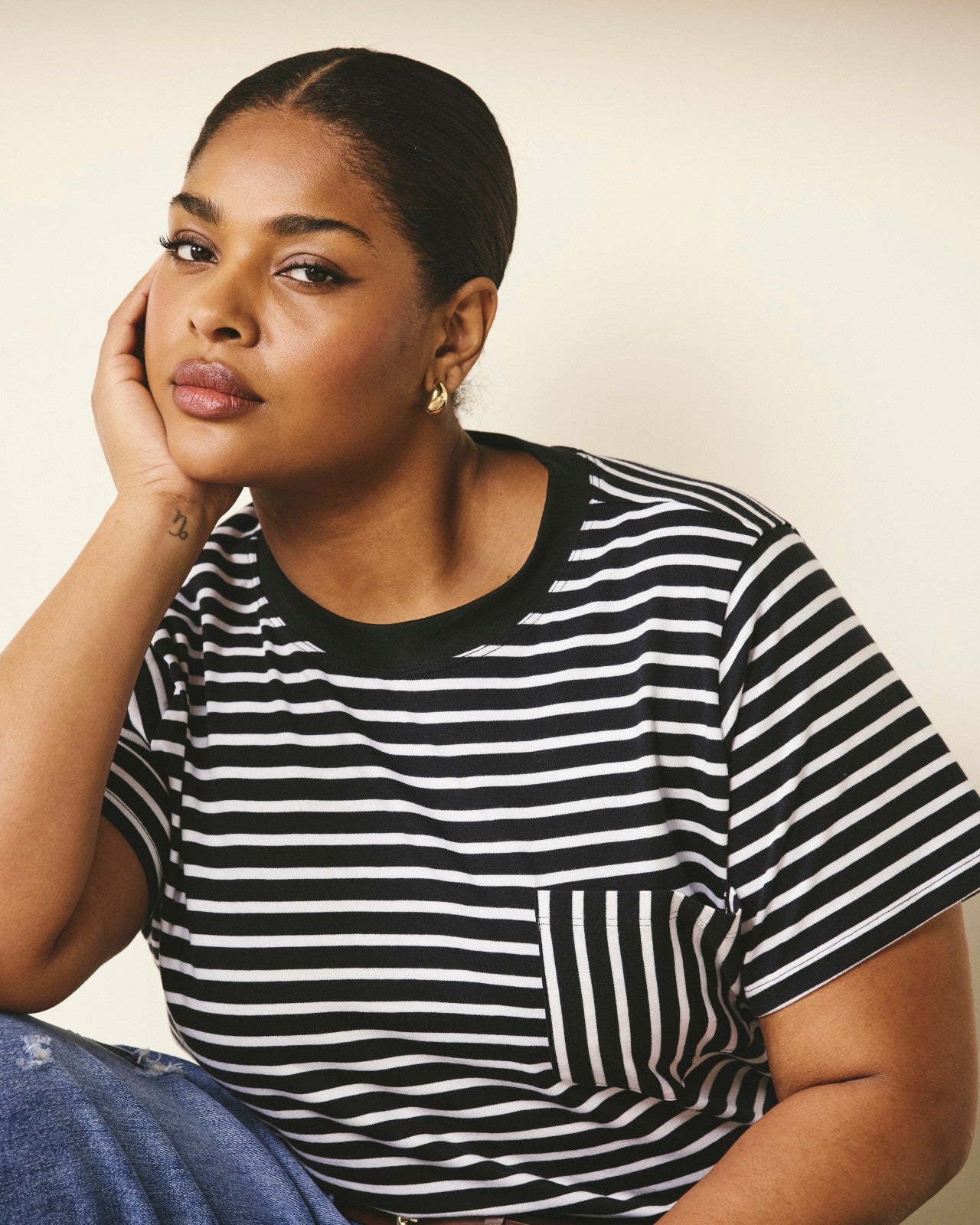 Universal Standard Breton Stripe Garcon Tee - Black/White Stripe