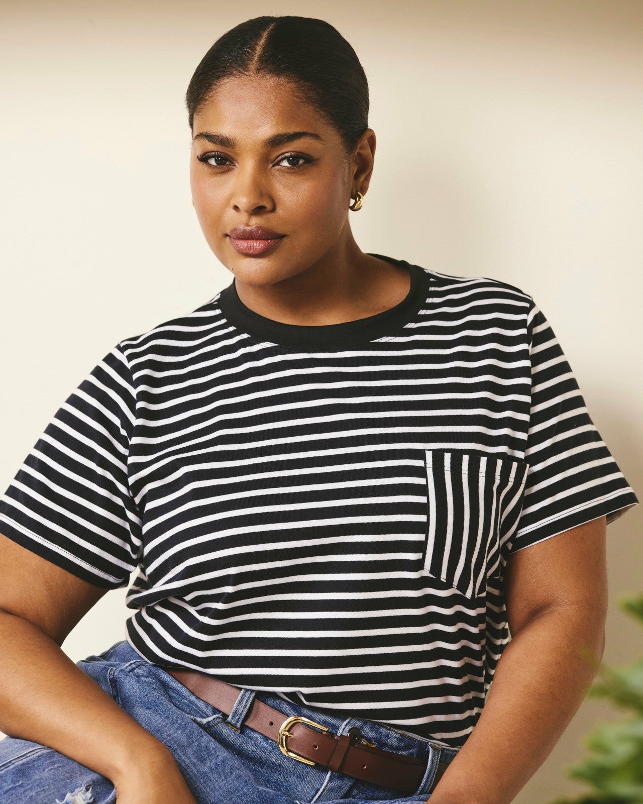 Universal Standard Breton Stripe Garcon Tee - Black/White Stripe