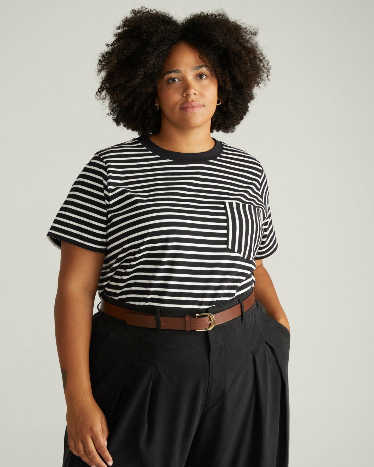 Universal Standard Breton Stripe Garcon Tee - Black/White Stripe