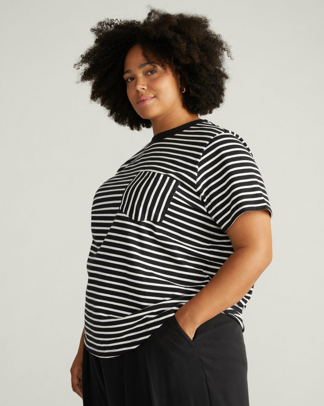 Universal Standard Breton Stripe Garcon Tee - Black/White Stripe