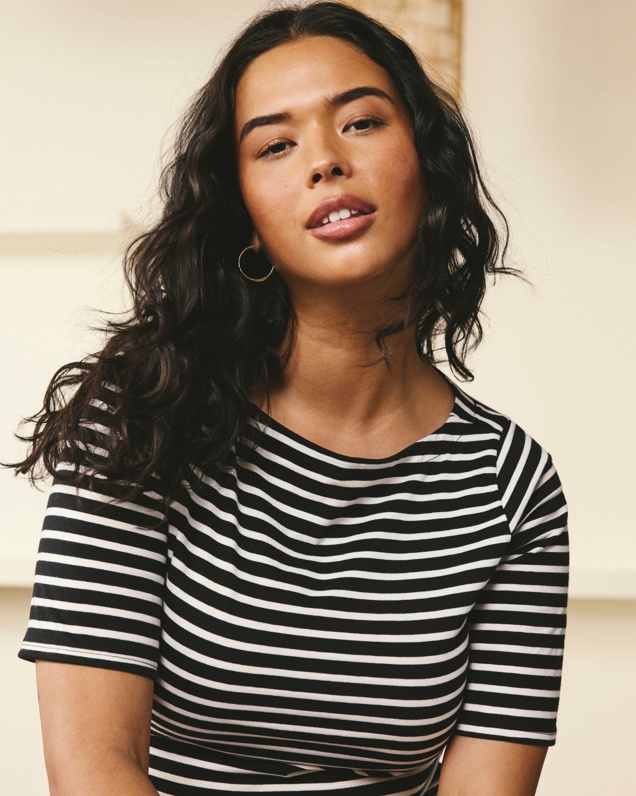 Universal Standard Belle Breton Stripe Jersey Dress - Black/White Stripe