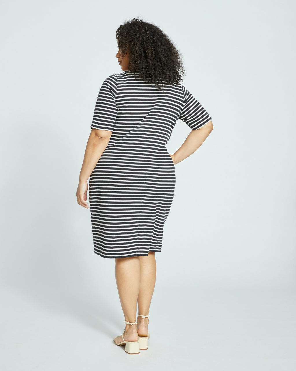 Universal Standard Belle Breton Stripe Jersey Dress - Black/White Stripe