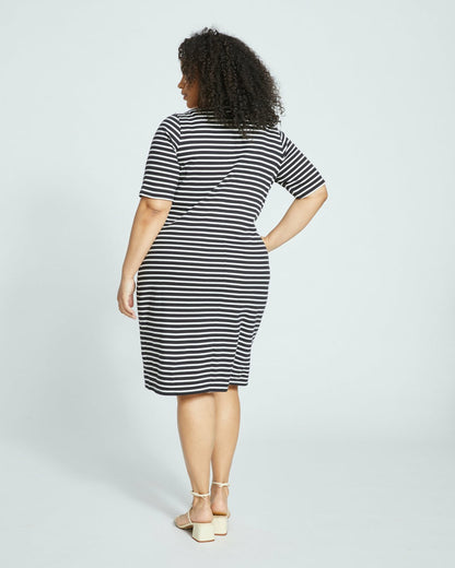 Universal Standard Belle Breton Stripe Jersey Dress - Black/White Stripe