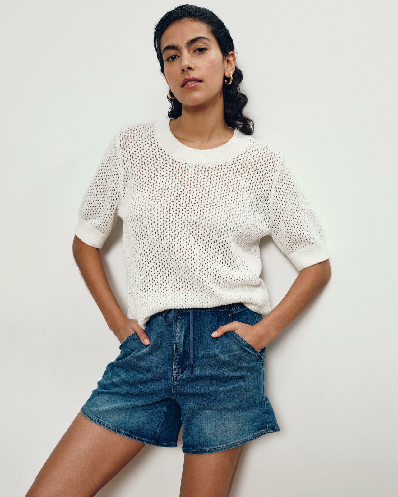 Universal Standard Rosie Pointelle Sweater Top - White