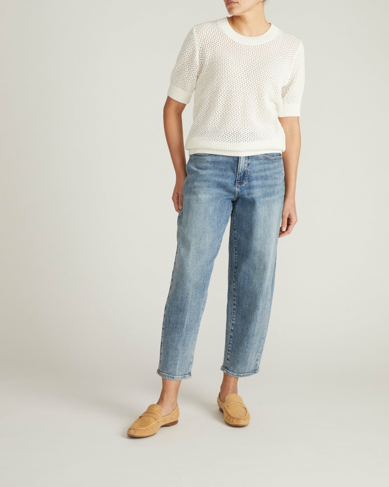 Universal Standard Rosie Pointelle Sweater Top - White