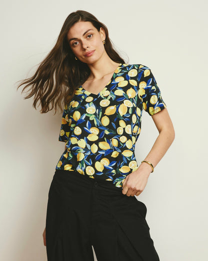 Universal Standard V Rex - Black Limoncello Print