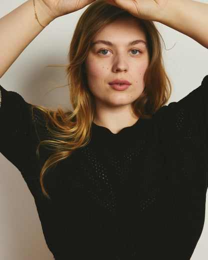 Universal Standard Rosie Pointelle Sweater Top - Black