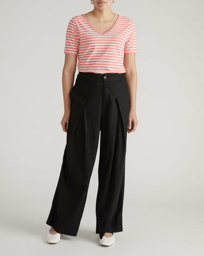 Universal Standard Double V Tee - Portrait Pink/White Stripe