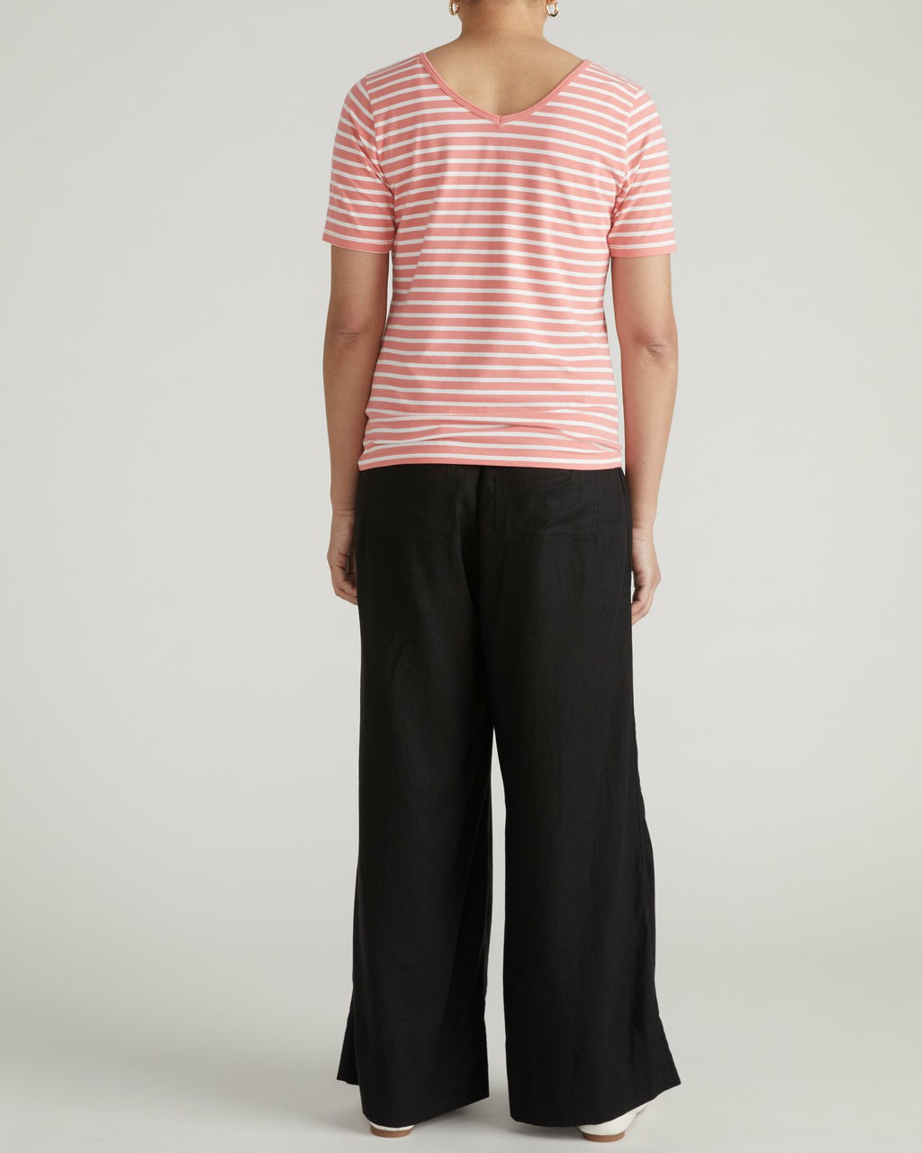 Universal Standard Double V Tee - Portrait Pink/White Stripe