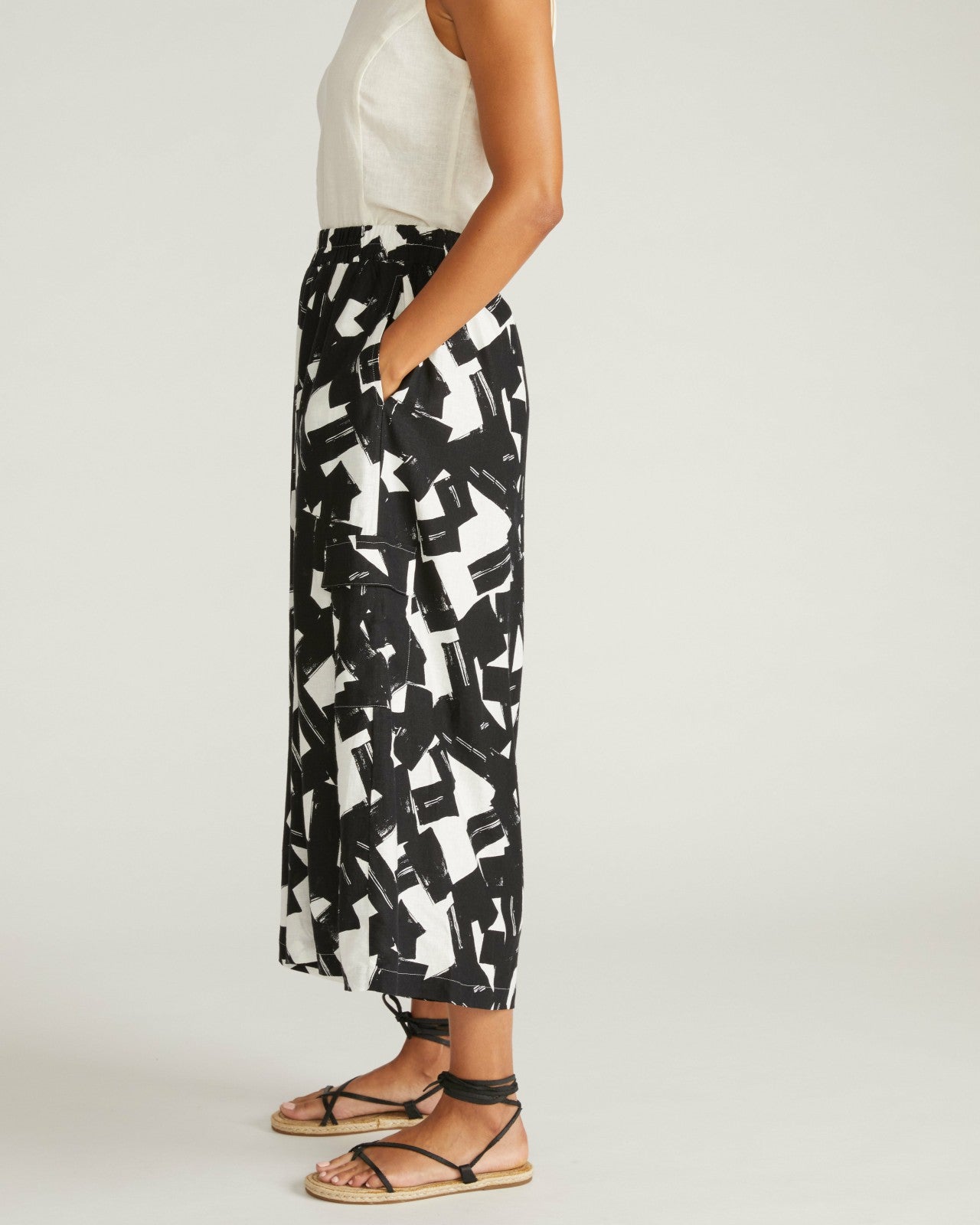 Universal Standard Palazzo Cargo Linen Blend Pant - Santiago Print