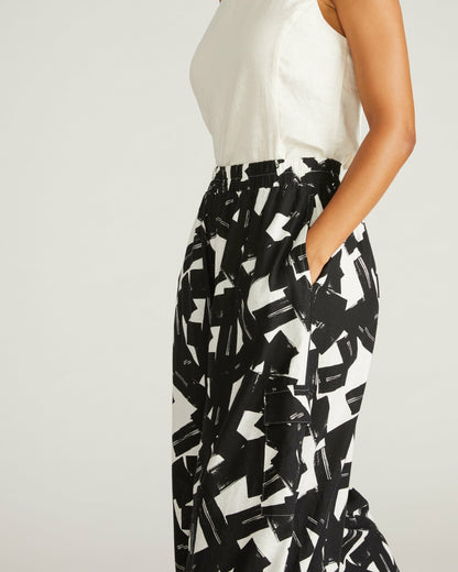 Universal Standard Palazzo Cargo Linen Blend Pant - Santiago Print
