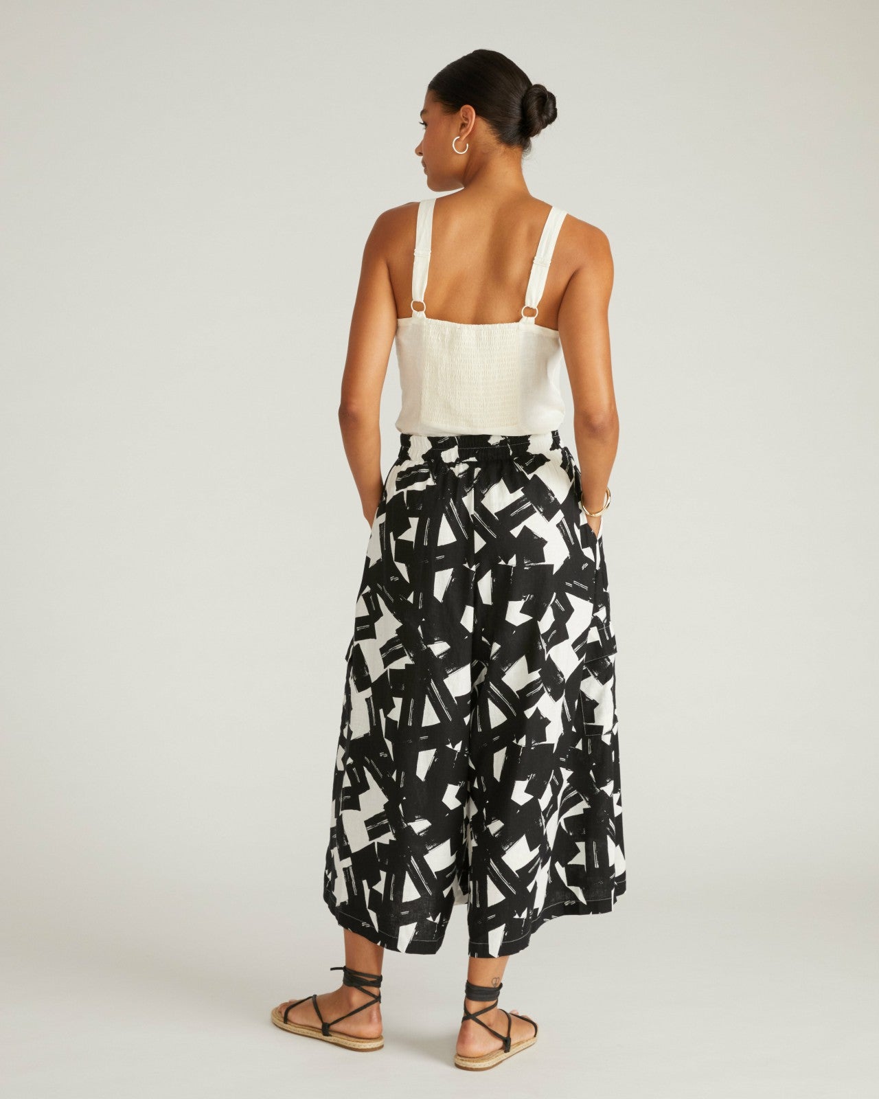 Universal Standard Palazzo Cargo Linen Blend Pant - Santiago Print