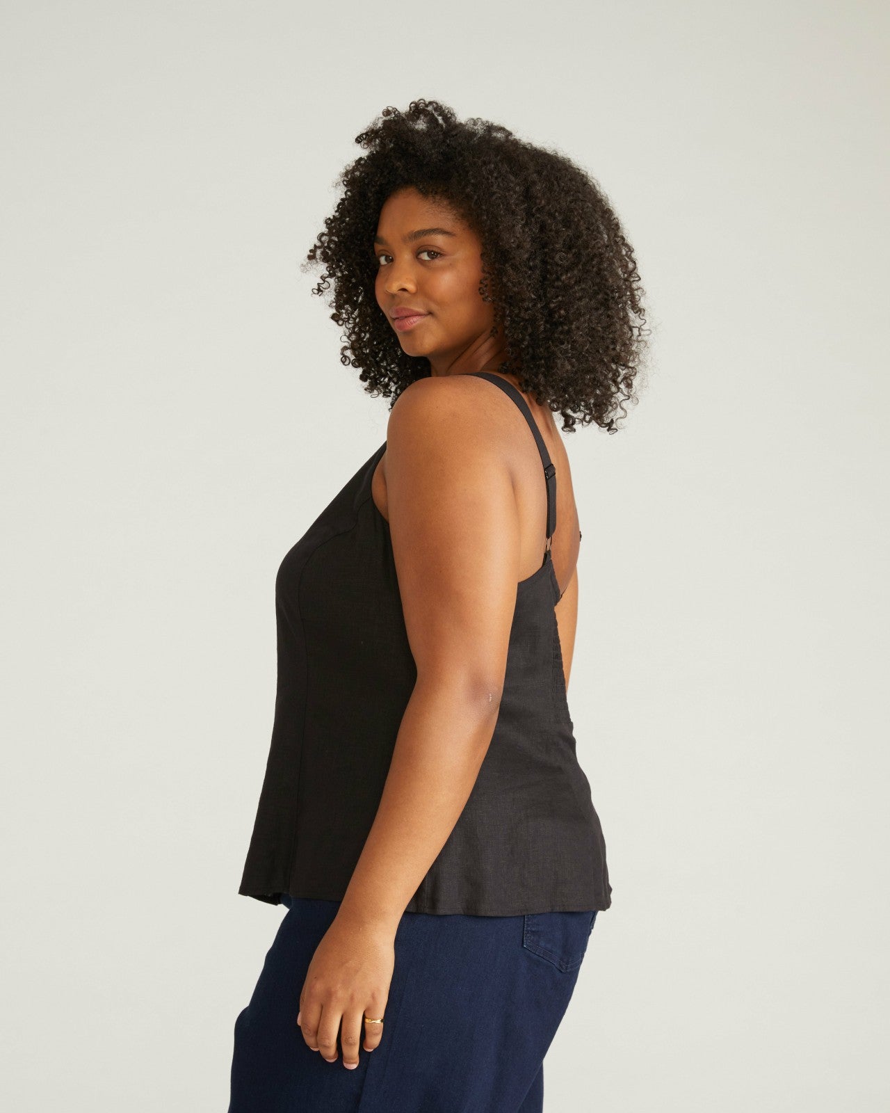 Universal Standard Kuki Sleeveless Linen Blend Top - Black