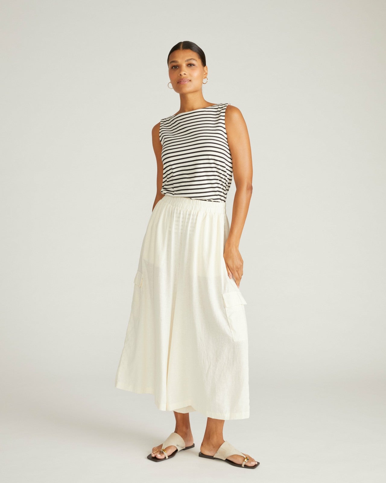 Universal Standard Palazzo Cargo Linen Blend Pant - Natural White