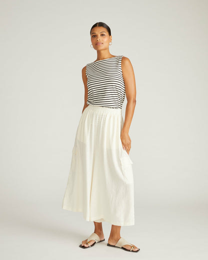 Universal Standard Palazzo Cargo Linen Blend Pant - Natural White