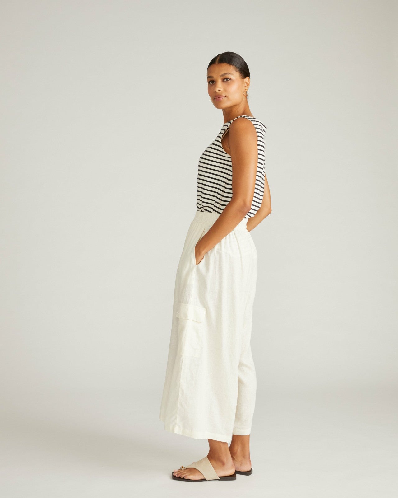 Universal Standard Palazzo Cargo Linen Blend Pant - Natural White