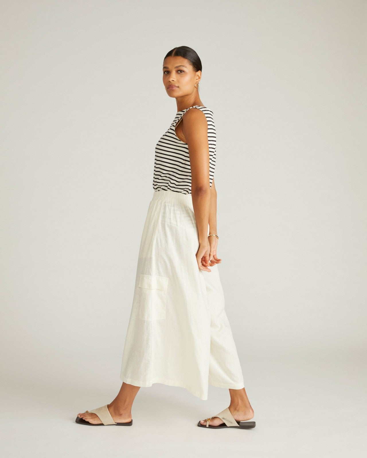 Universal Standard Palazzo Cargo Linen Blend Pant - Natural White