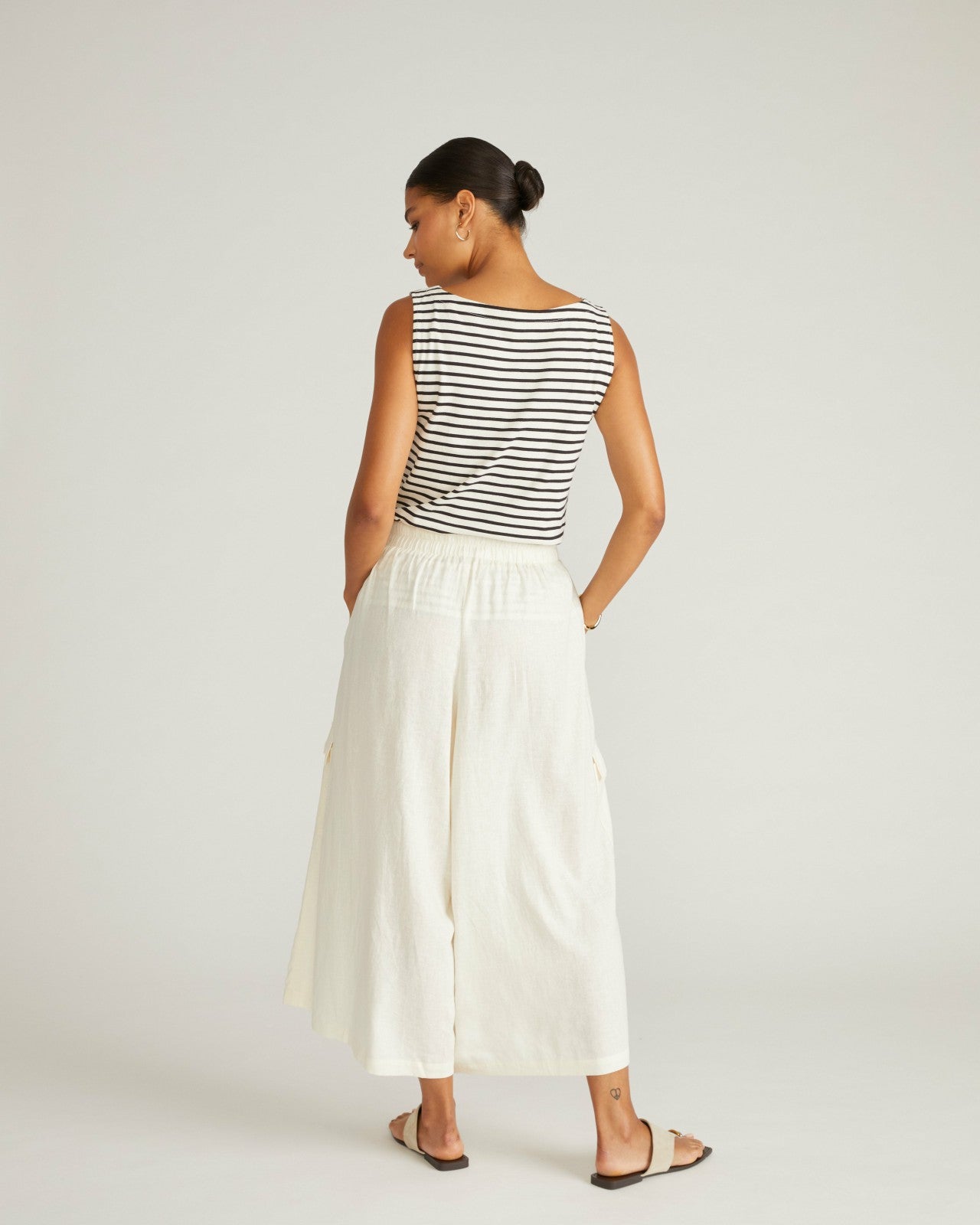 Universal Standard Palazzo Cargo Linen Blend Pant - Natural White
