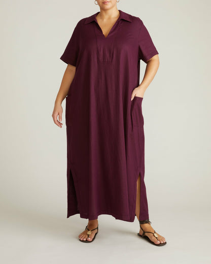 Universal Standard Padma Polo Neck Linen Blend Dress - Acai