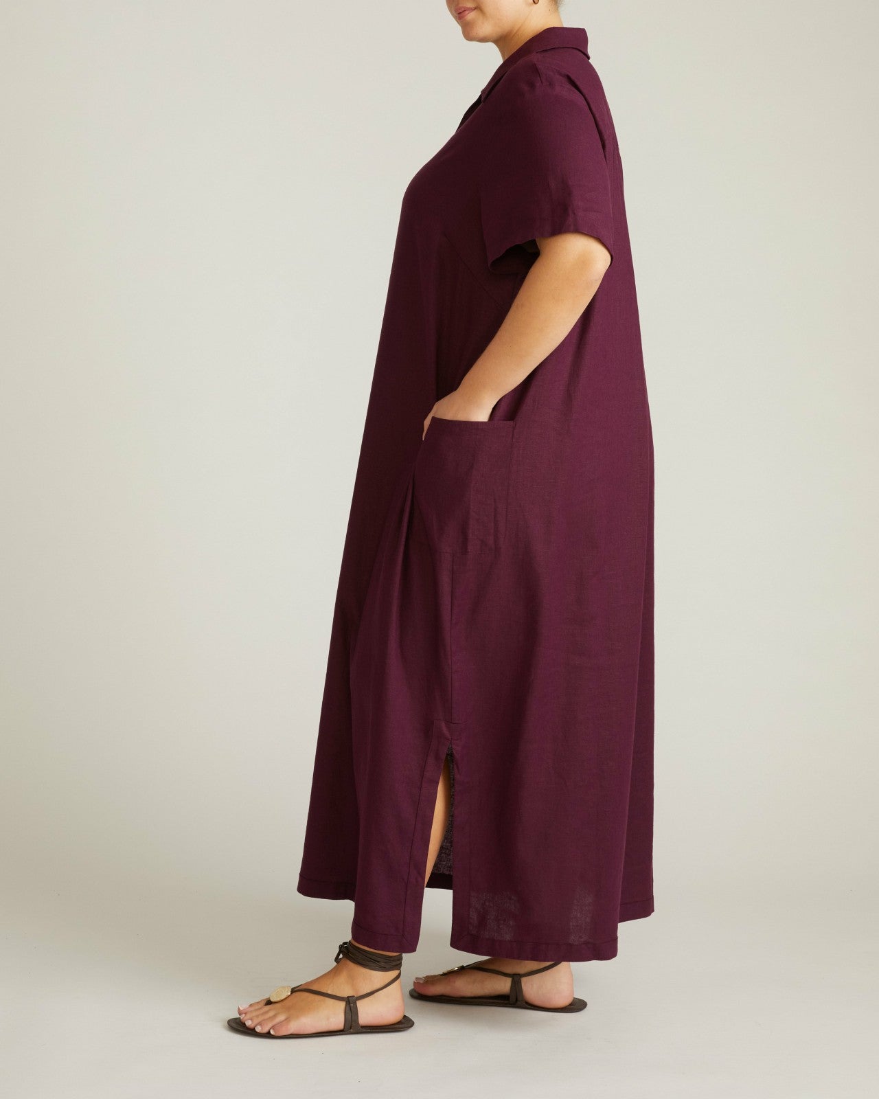 Universal Standard Padma Polo Neck Linen Blend Dress - Acai