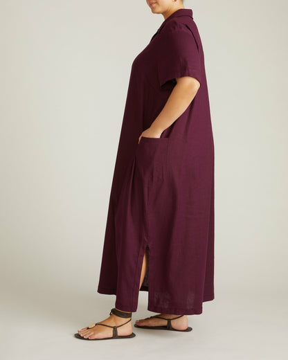 Universal Standard Padma Polo Neck Linen Blend Dress - Acai