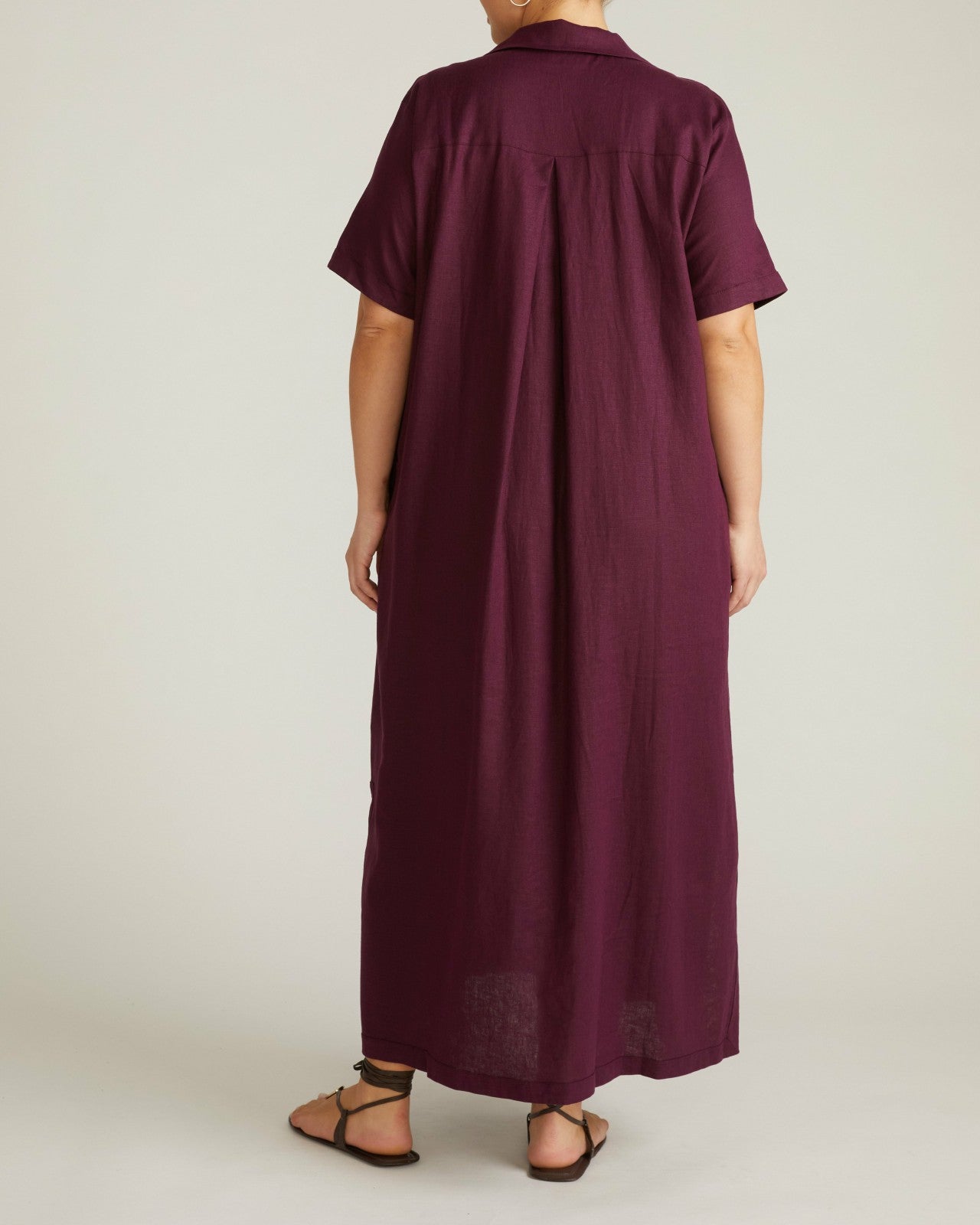 Universal Standard Padma Polo Neck Linen Blend Dress - Acai
