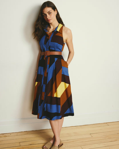 Universal Standard Adelaide Linen Blend Shirtdress - Beach Ombra Print