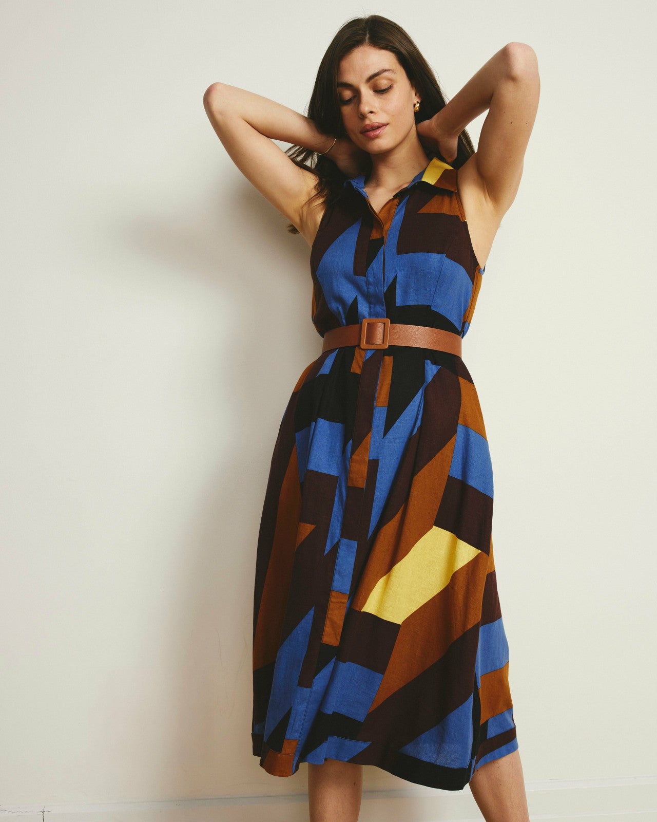Universal Standard Adelaide Linen Blend Shirtdress - Beach Ombra Print