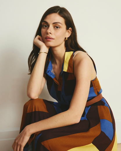 Universal Standard Adelaide Linen Blend Shirtdress - Beach Ombra Print