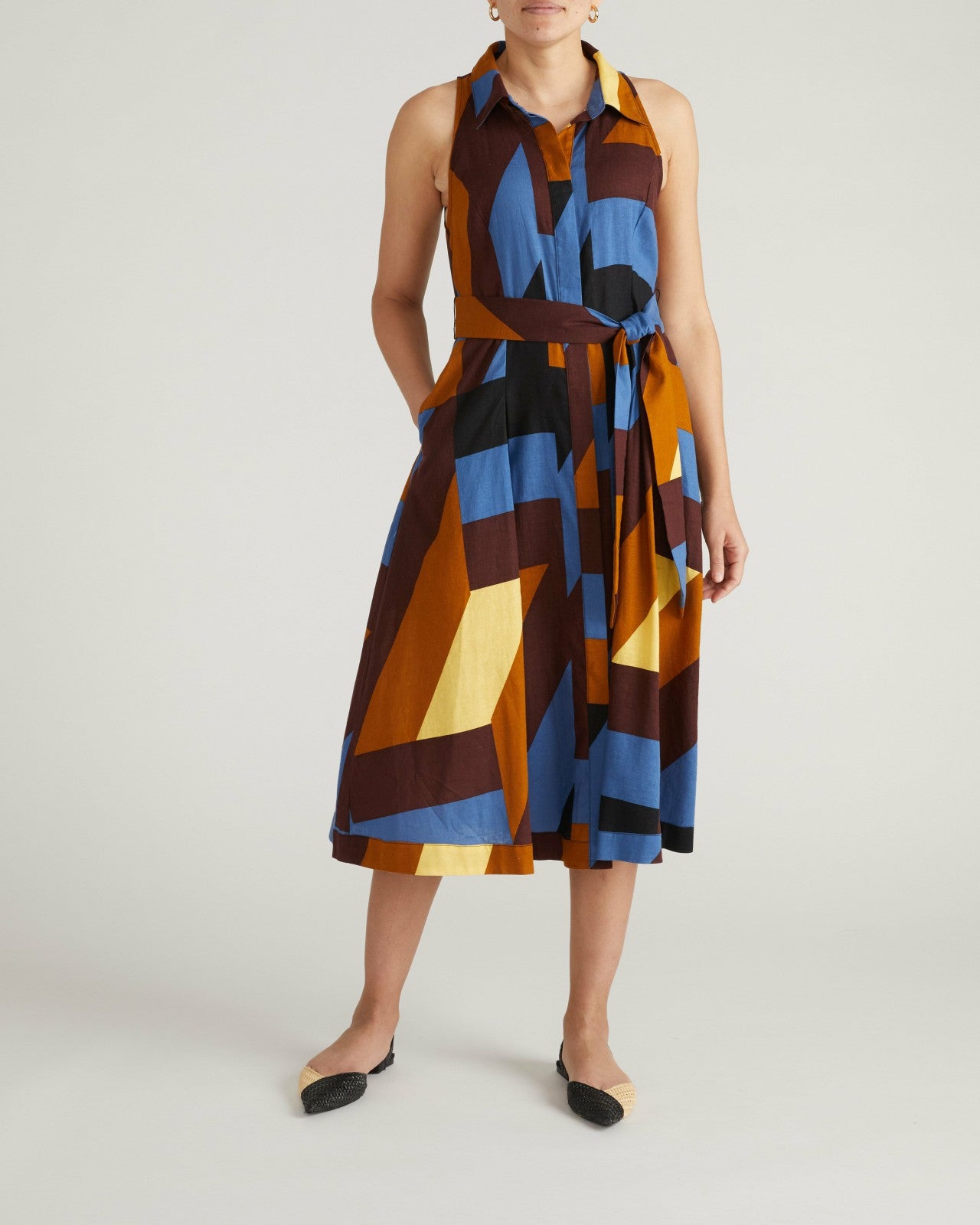 Universal Standard Adelaide Linen Blend Shirtdress - Beach Ombra Print