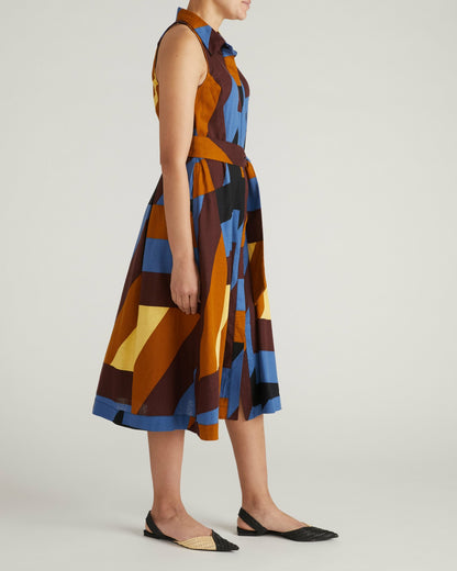 Universal Standard Adelaide Linen Blend Shirtdress - Beach Ombra Print