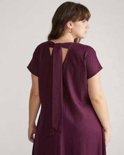Universal Standard Louvre Bow Back Linen Blend Dress - Acai