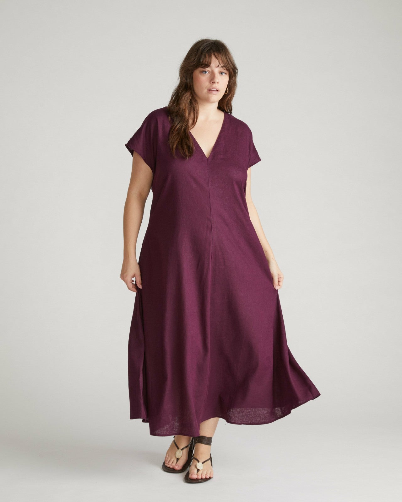 Universal Standard Louvre Bow Back Linen Blend Dress - Acai