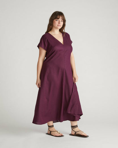 Universal Standard Louvre Bow Back Linen Blend Dress - Acai