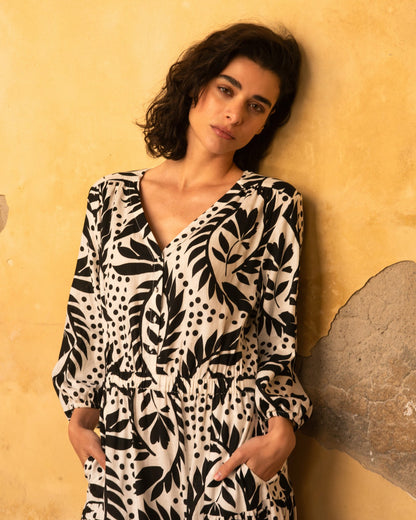 Universal Standard Sorrento Linen Blend Midi Dress - Vine Print