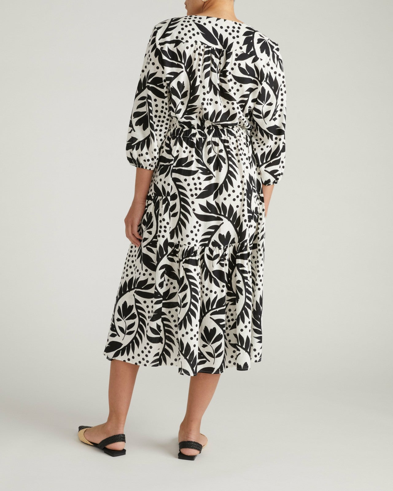 Universal Standard Sorrento Linen Blend Midi Dress - Vine Print