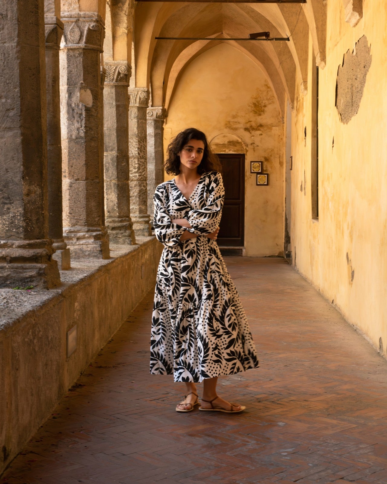 Universal Standard Sorrento Linen Blend Midi Dress - Vine Print