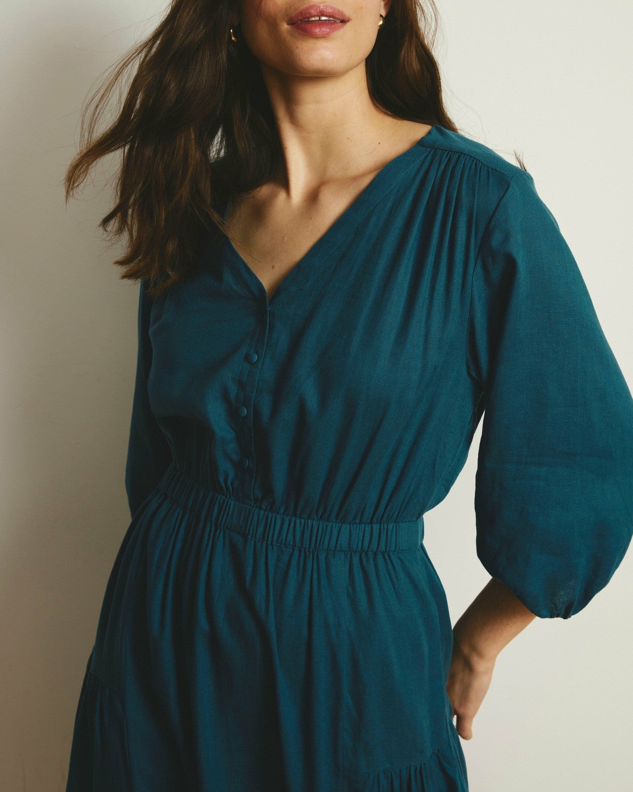 Universal Standard Sorrento Linen Blend Midi Dress - Ink Blue