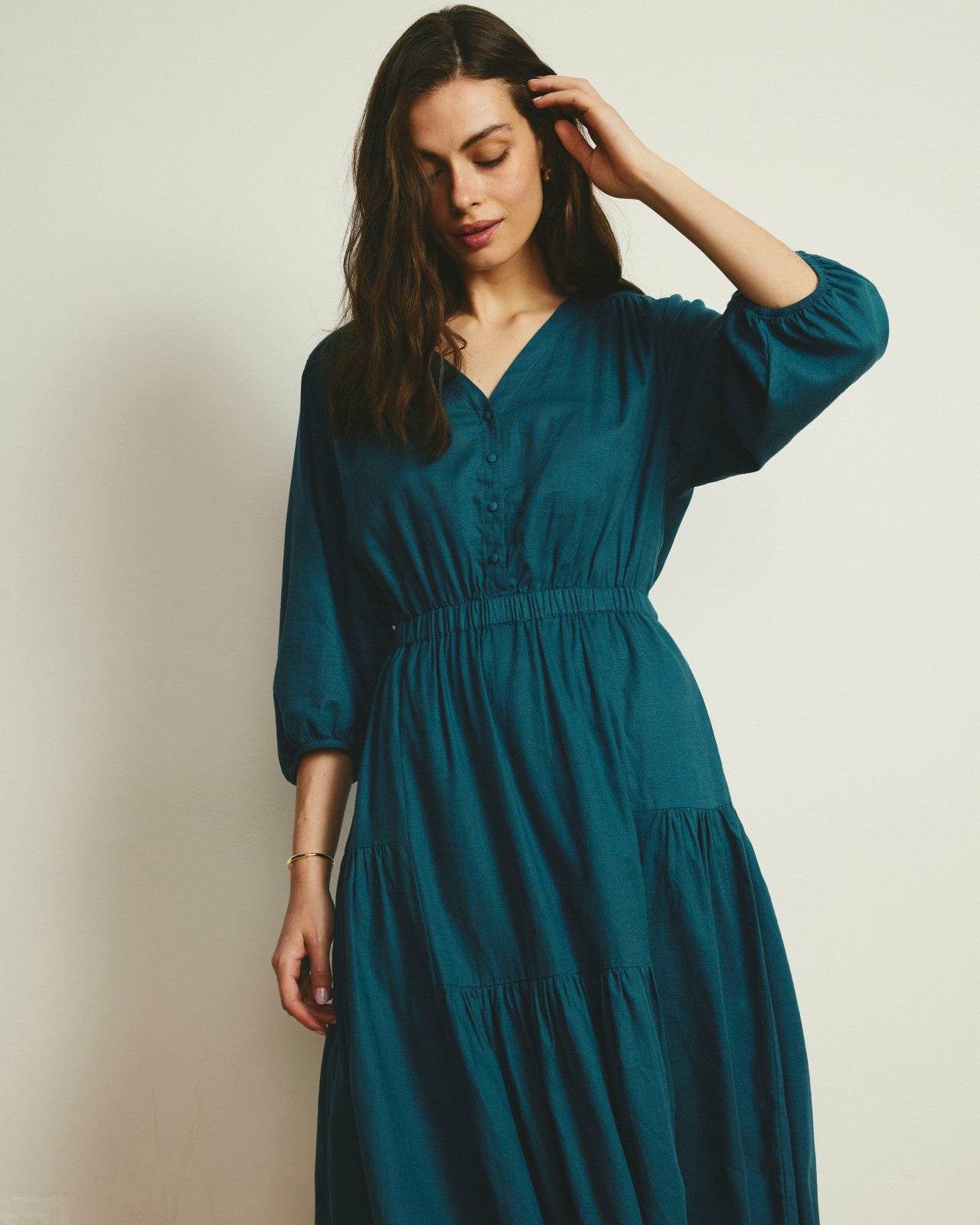Universal Standard Sorrento Linen Blend Midi Dress - Ink Blue