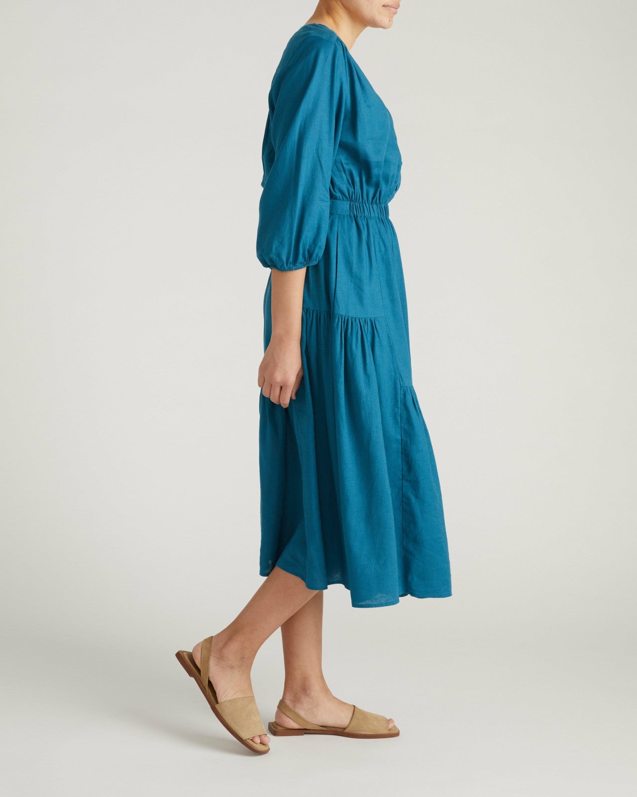 Universal Standard Sorrento Linen Blend Midi Dress - Ink Blue
