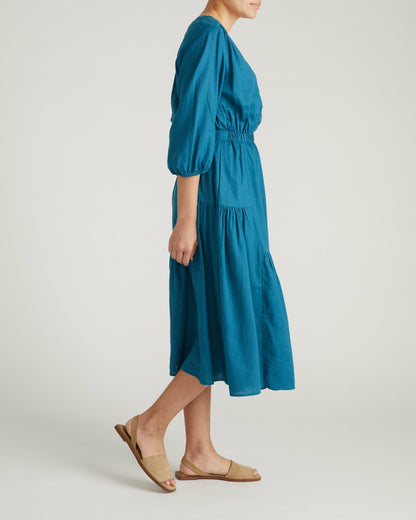 Universal Standard Sorrento Linen Blend Midi Dress - Ink Blue
