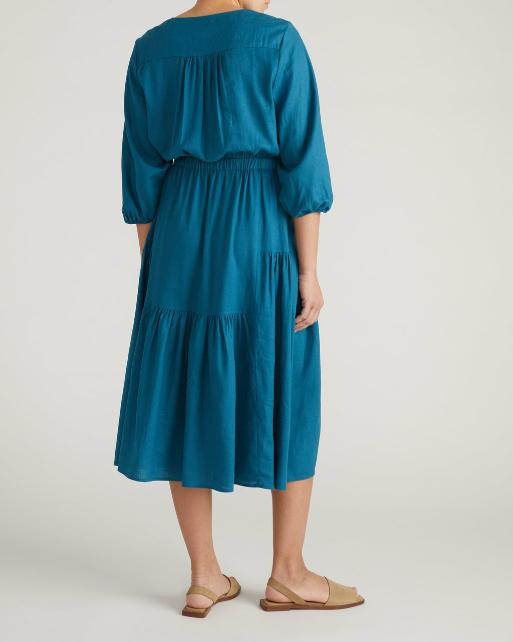 Universal Standard Sorrento Linen Blend Midi Dress - Ink Blue
