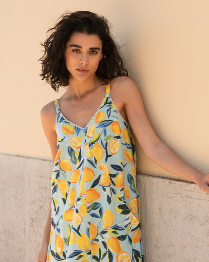 Universal Standard Kite Linen Blend Dress - Limoncello Print